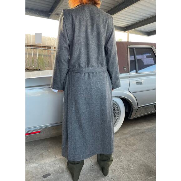 🔥Vintage MJ Seattle USA Made 100% Merino Wool Belted Classic Overcoat Size 6P - Picture 4 of 16